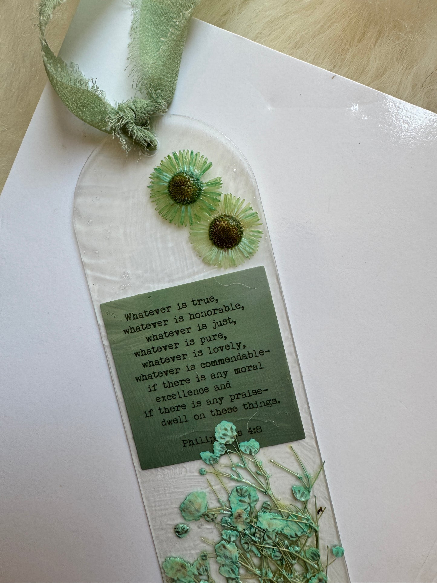 “Philippians 4:8” Handmade Bookmark